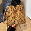 Women's Large Capacity Straw Woven Handbag Summer High-End Feel Crossbody Bucket Bag Soft Material Hand-Held Fashion Accessory