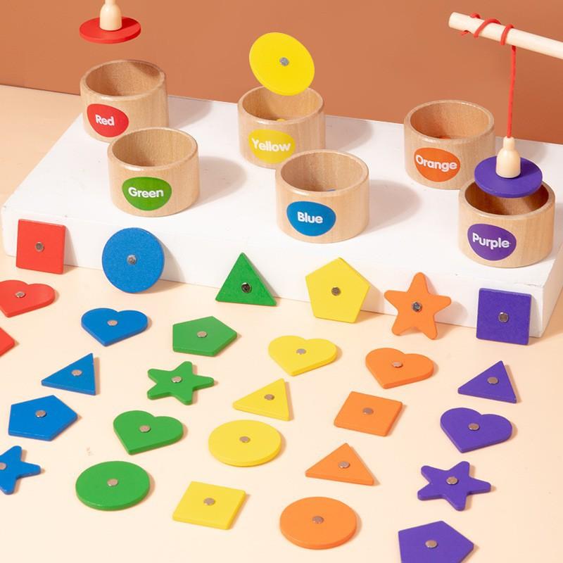 Dziecięce Klocki Kształt Kolor Sortowanie Kubek Puzzle Ilość Poznawcze Magnetyczne Łowienie Drewniane Zabawki