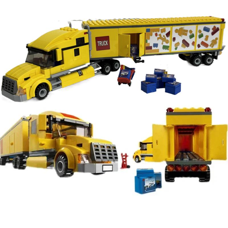 Technical Yellow Freight Transport Truck 60440 Building Block Minifigure Set Vehicle Model Children's Toy Kids Gift