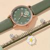 2PCS/Set Romantic Daisy Flower Women Watches Bracelet Set Fashion Ladies Quartz Watch Women Dress Clock Gifts Montre Femme