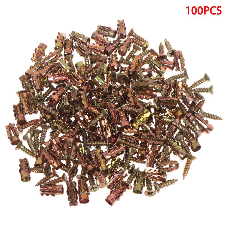 30/50/100Pcs Door Hinge Thread Repair Screws Metal Wall Anchors Self Tapping Screws Ribbed Anchors Set For House Decoration