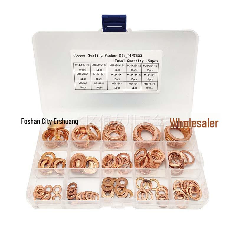 150-Piece Brass Oil Seal Gasket Set: Includes M5-M22 Copper Flat Washers.