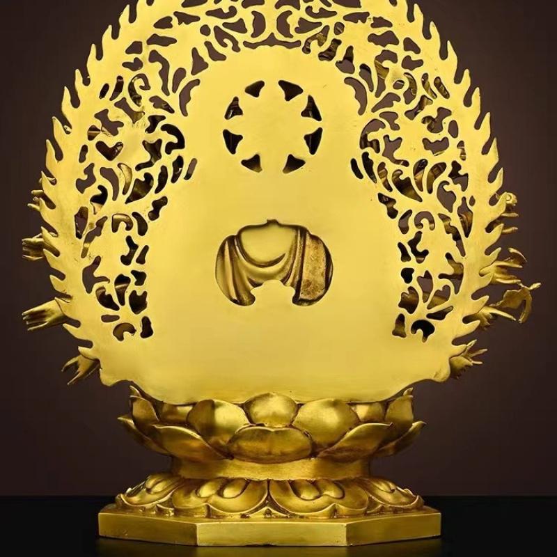 Bodhisattwa Guanyin Tysiącręka Osiemnaście Ramion Quan Tie Matka Brązowy Posąg Dekoracja Domu Prezent Dekoracja Salonu