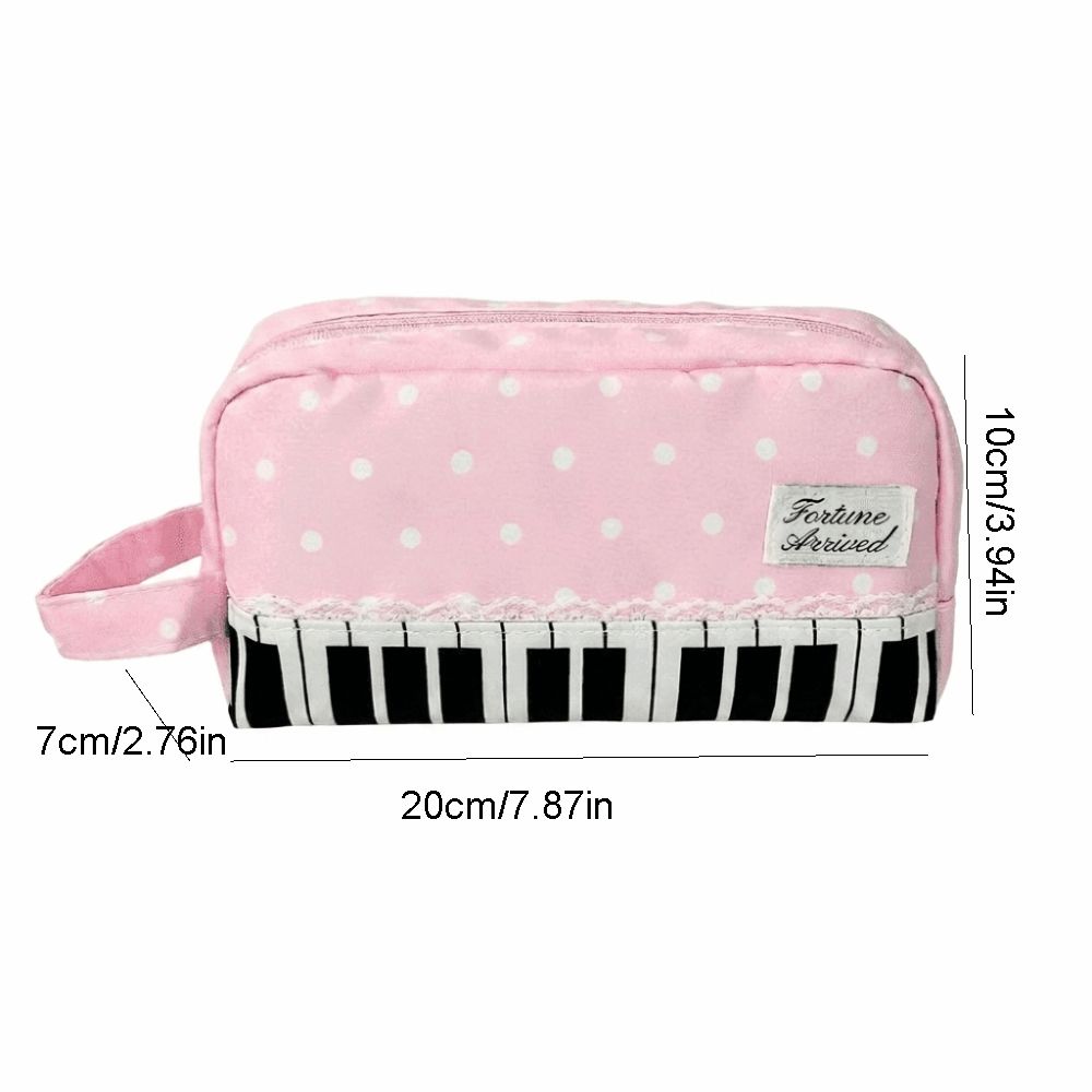 Met Handvat Piano Potloodtasje Kant Pen Tas Kawaii Stippen Potloodtasje Bureau Opberging