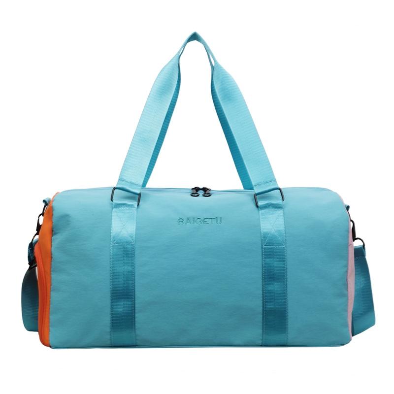 New dopamine-style color-blocked multifunctional travel bag for women, large capacity, lightweight, hand-held, crossbody gym bag