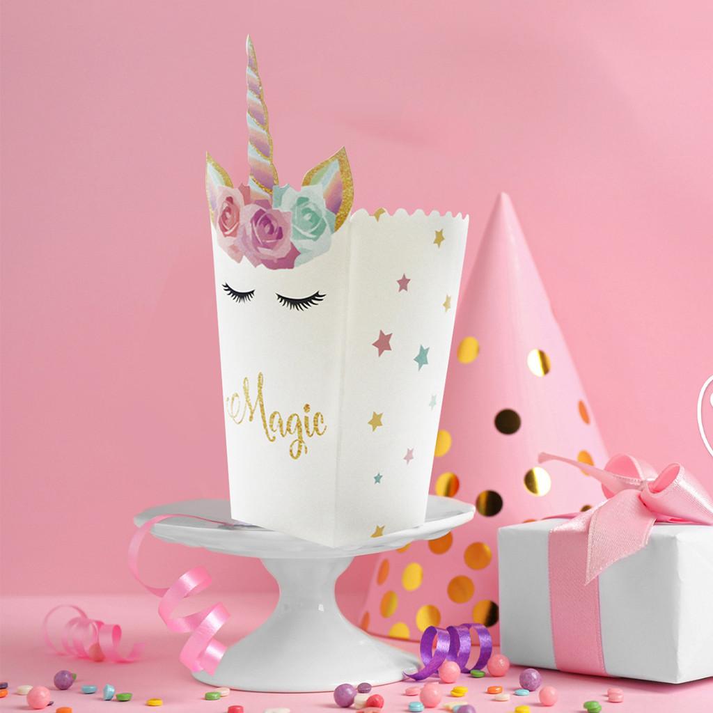 Unicorn Party Pattern Snacks Popcorn Packaging Paper Box Props Decoration