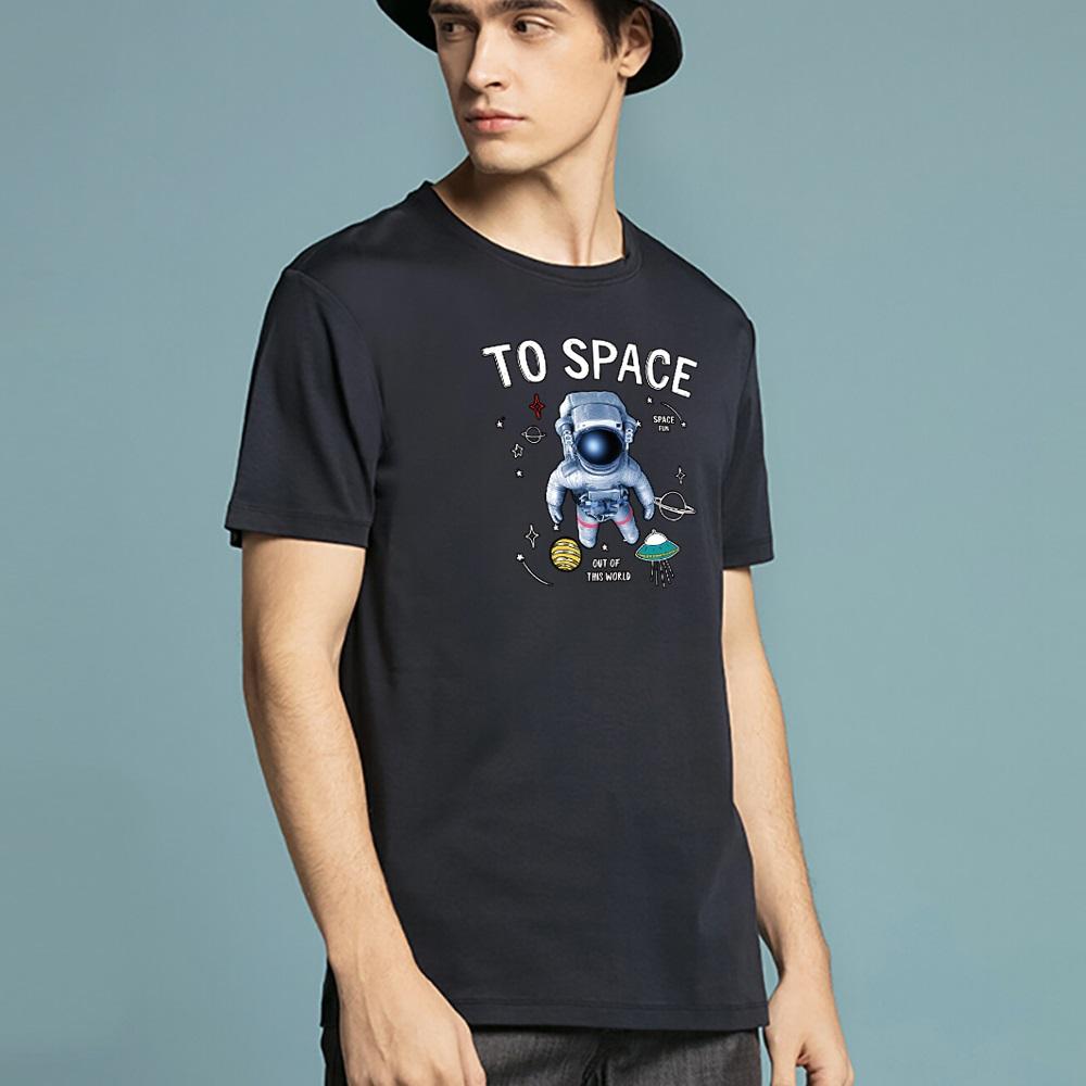 Summer Top Mens T Shirts Harajuku Casual Clothes Short Sleeve Fashion Astronaut Printed O Collared Tshirts Fashion Soft Pullover