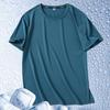 Camiseta Masculina Plus Size de Seda Gelada de Secagem Rápida - Manga Curta, Top de Verão para Fitness
