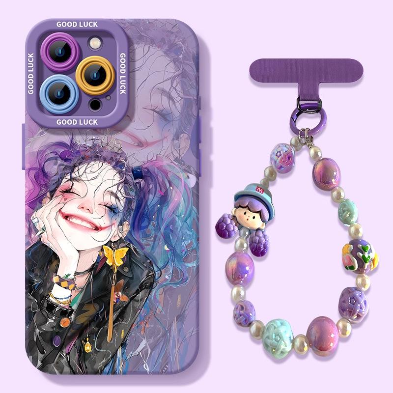 Clown woman Apple 17 mobile phone case iPhone16promax new 15pro dark purple 14 all-inclusive 13 silicone 2
