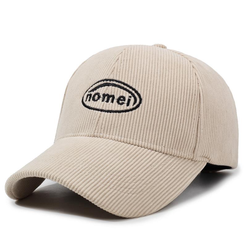 Corduroy Cap Letter Embroidery Baseball Cap for Men Women Outdoor Cap