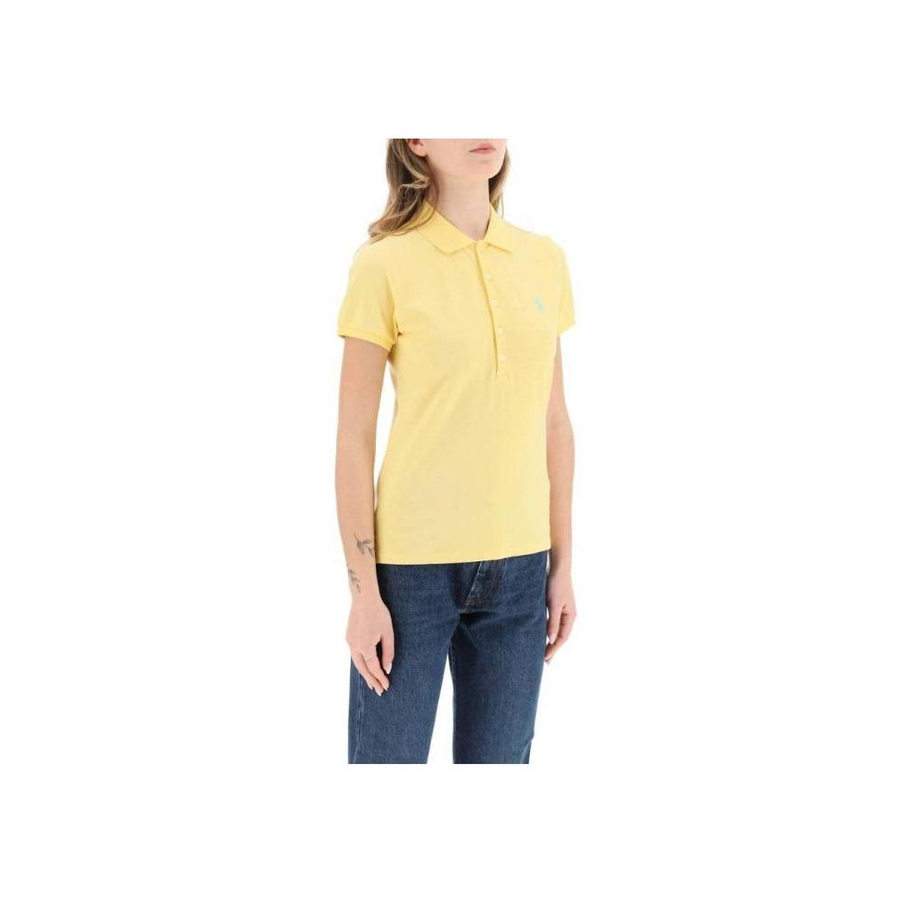 Polo Ralph Lauren SS23 Solid Color Single-Breasted Slim Fit Casual Short Sleeve Polo Shirt Women Tops Yellow 211870245-030