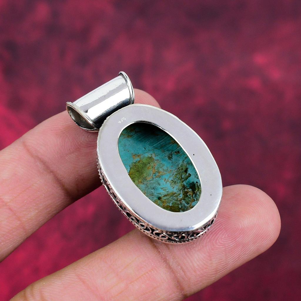 Arizona Turquoise Gemstone Pendant, 925 Solid Sterling Silver Pendant Jewelry, Handmade Antique Jewelry Gift For Mother