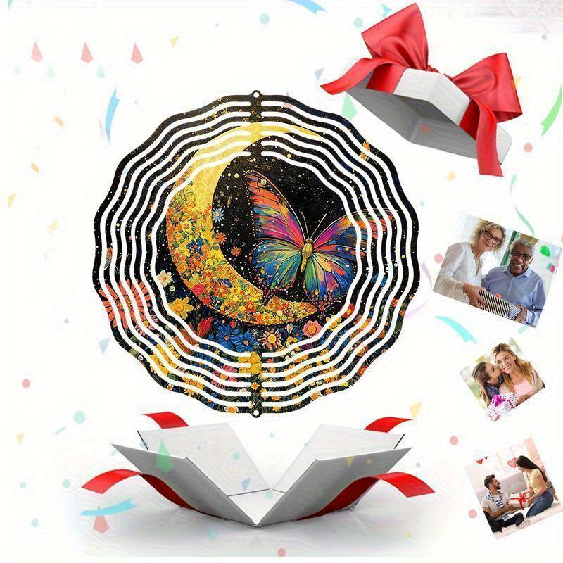10 Zoll Hängender Windspinner mit 360-Grad-Haken für Balkon-Gartendekor Frühling Sommer Außendekoration