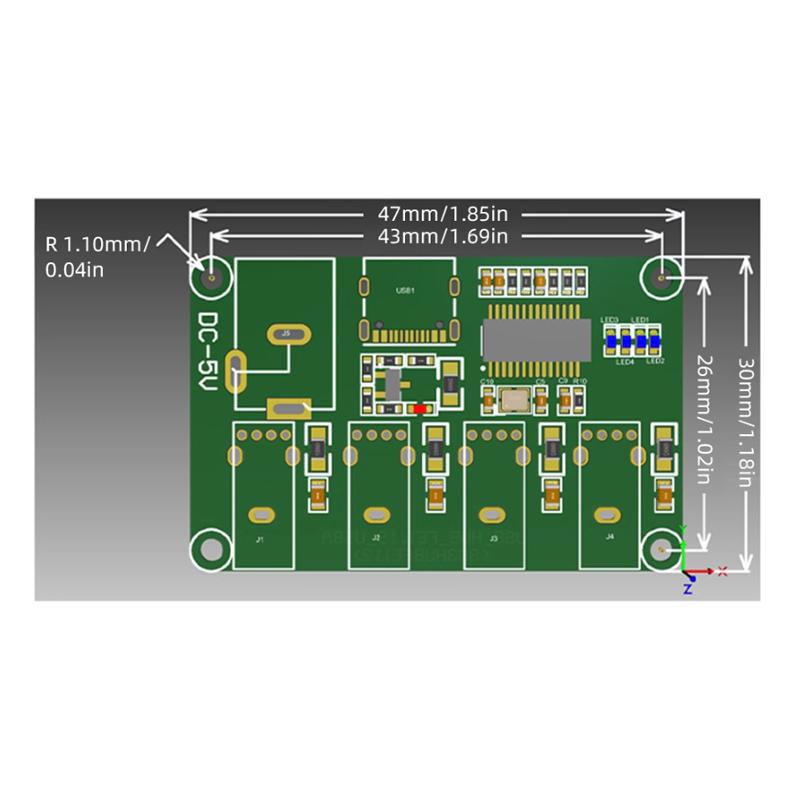USB2.0 Hub Modul 1 zu 4 Splitter mit Typ C Schnittstelle DC 5V Eingang Elektronische Komponente