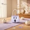 Halloween Party Decor Cute Treat or Trick Bag with Handle for Kids, Reusable Non Decoration Woven Candy Goodie Bag, Soft Handbag Basket Favors