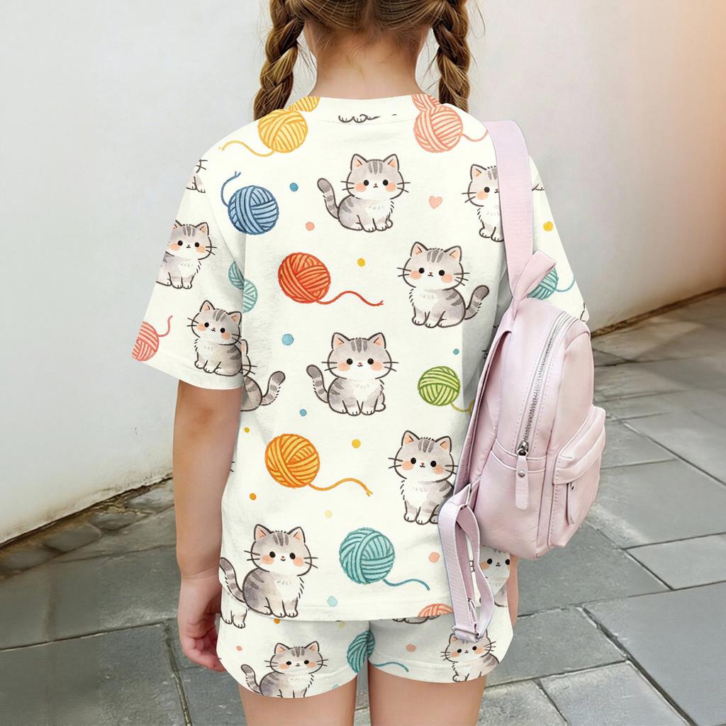Kids Casual Short Sleeve Shirt and Shorts Set Animal Print Comfortable Lightweight Summer Outfit for Boys and Girls