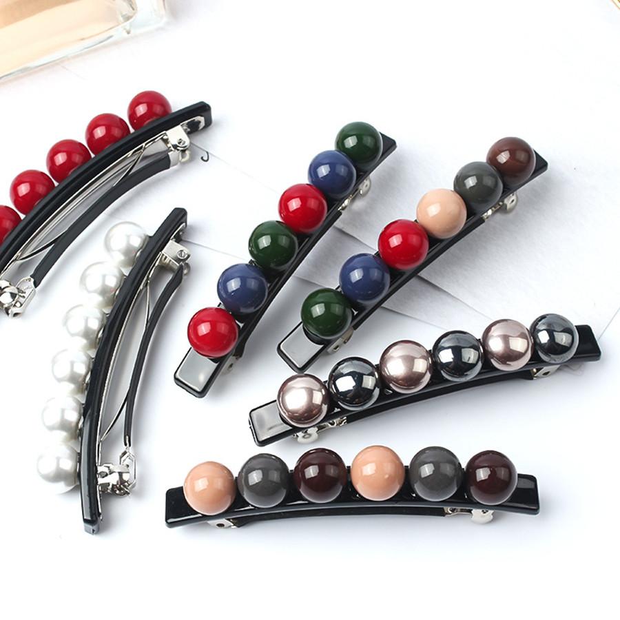 Fashion Korean style imitation pearl hairpin spring clip ladies personality wild one word hairpin headdress hair accessories new