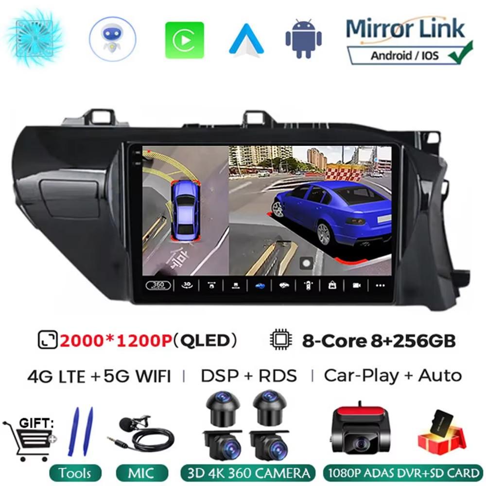 Android 14 Auto Carplay Für Toyota HILUX REVO VIGO IMV 2016 2017 2018 2019 2020 Autoradio Multimedia GPS Player Stereo KEIN DVD