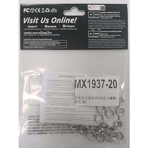 Musiclily Pro Pot/Jack Nuts, Inch Size, Nickel (Pack of 20)