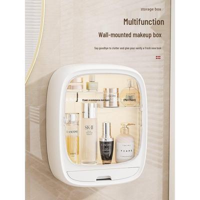 Étagère de rangement de salle de bain murale, armoire à cosmétiques étanche sans perçage.