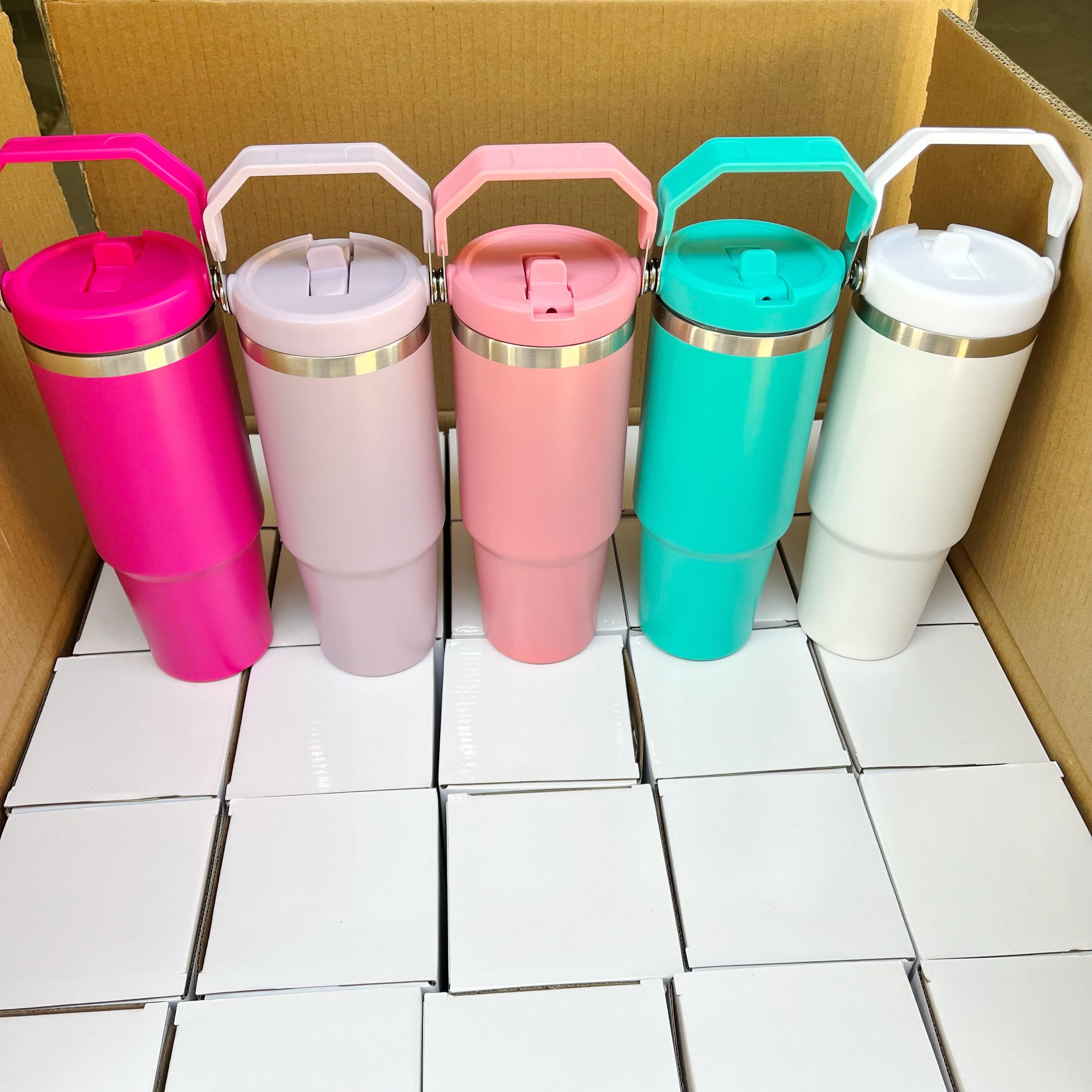 20pcs US Stocked 30oz Matte Sublimation Tumbler With Handle Vacuum Insulated Stainless steel Water Bottle With Flip Straw 30OZ(850.49g)