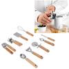 9pcs Kitchen Utensils Wooden Handle Stainless Steel Easy Cleaning Wear Resistant Colorful Package Co