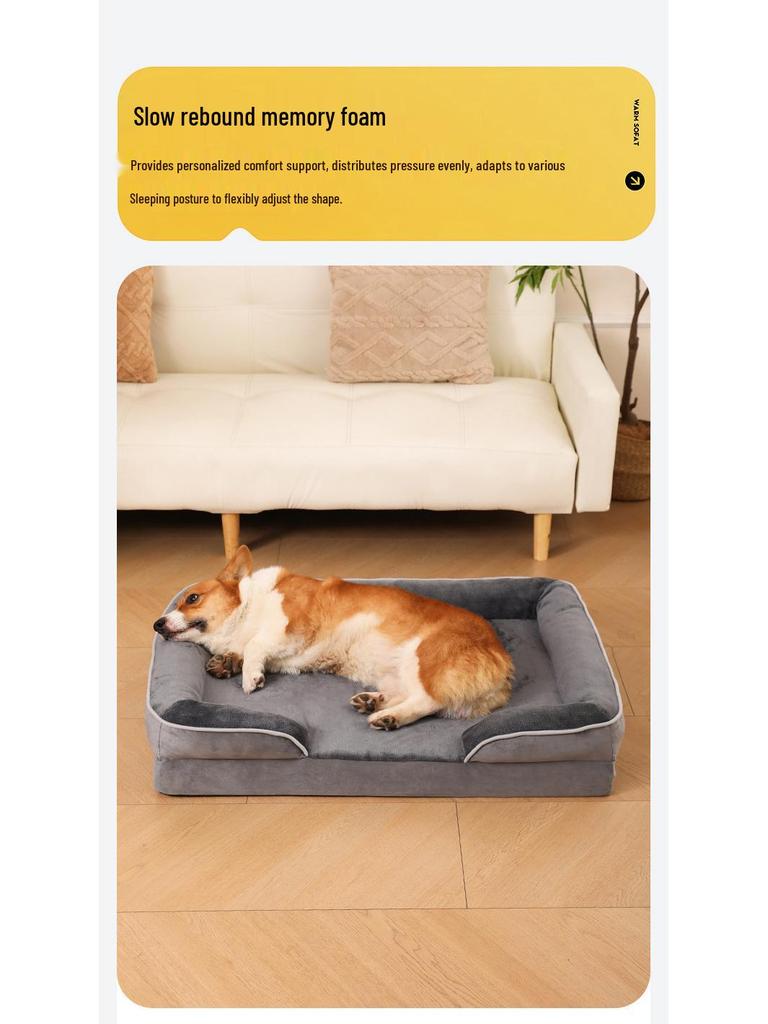 Waterproof, Wear-Resistant Dog & Cat Bed: Medium/Large Massage Sponge Sofa, Stain-Resistant Kennel.
