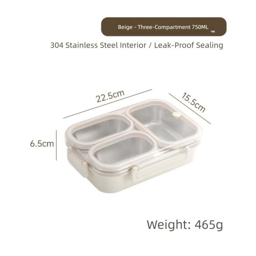 Rectangle Stainless Steel Bento Box 2/3/4 Gird Divided Lunch Box Leakproof Sealed Food Container Adult