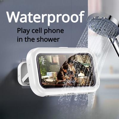 חדר אמבטיה עמיד למים תיבת טלפון נייד מסך מגע עמיד למים נגד ערפל מסתובב אסלת חדר אמבטיה צמוד קיר מחזיק טלפון נייד