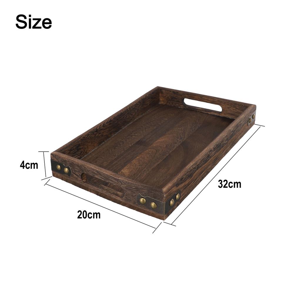 1PCS Wooden Food Tray Solid With Handle For Breakfast Coffee Dessert Snack Platter Home Coffee Table Kitchen Tool Parts