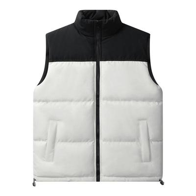 Vest Men's Loose Casual Waistcoat Autumn and Winter Stand-up Collar Thickened Jacket Men's Color Matching Warm Windproof Jacket Men's