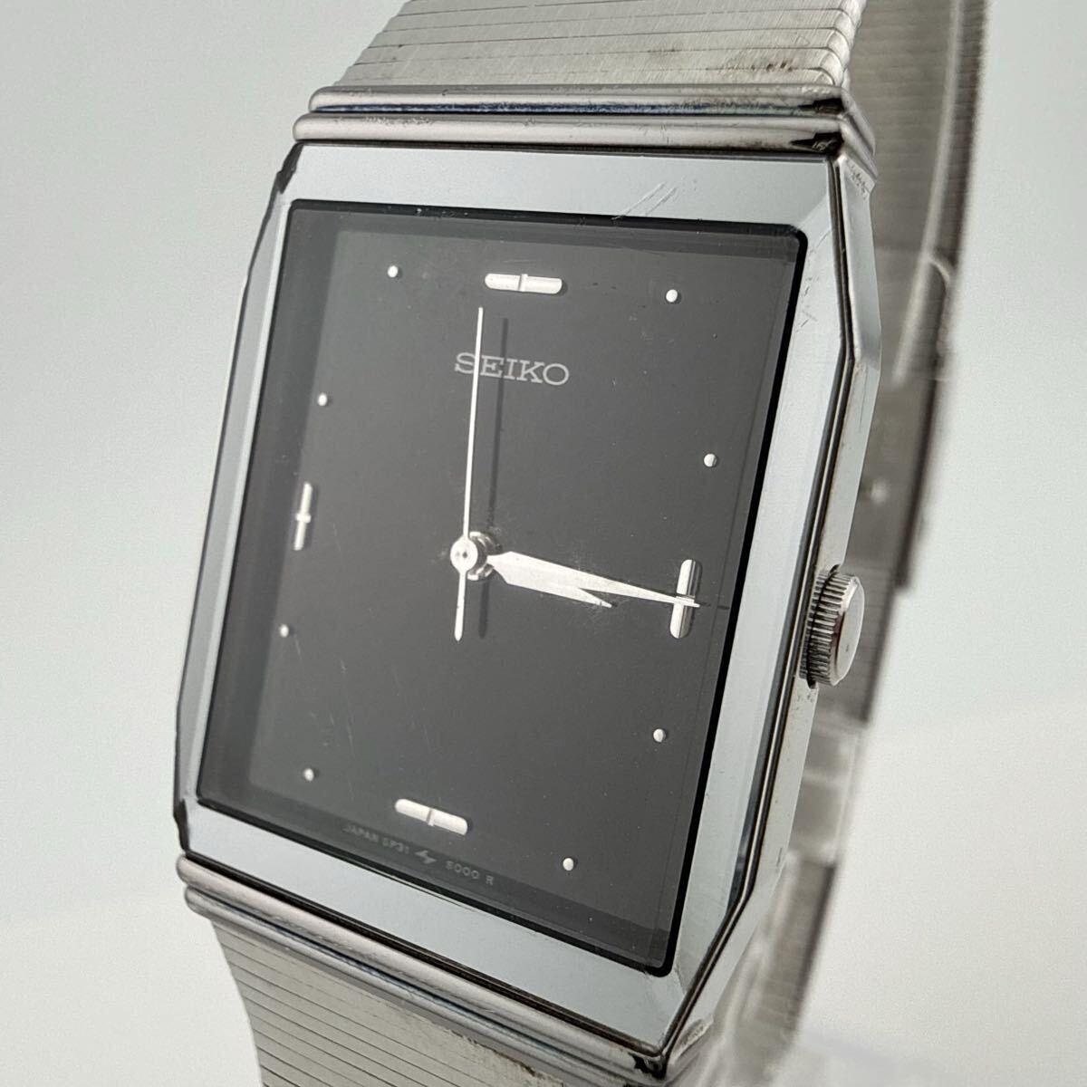 SEIKO 5P31-5000 Квадратные мужские часы Seiko Кварцевые Рабочие Батарея заменена [O411]