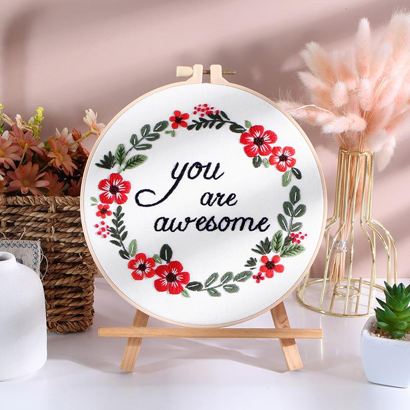 New Diy Embroidery Material Package, Warm Flower Language, Wreath Of Flower Letters, Inspirational Hair