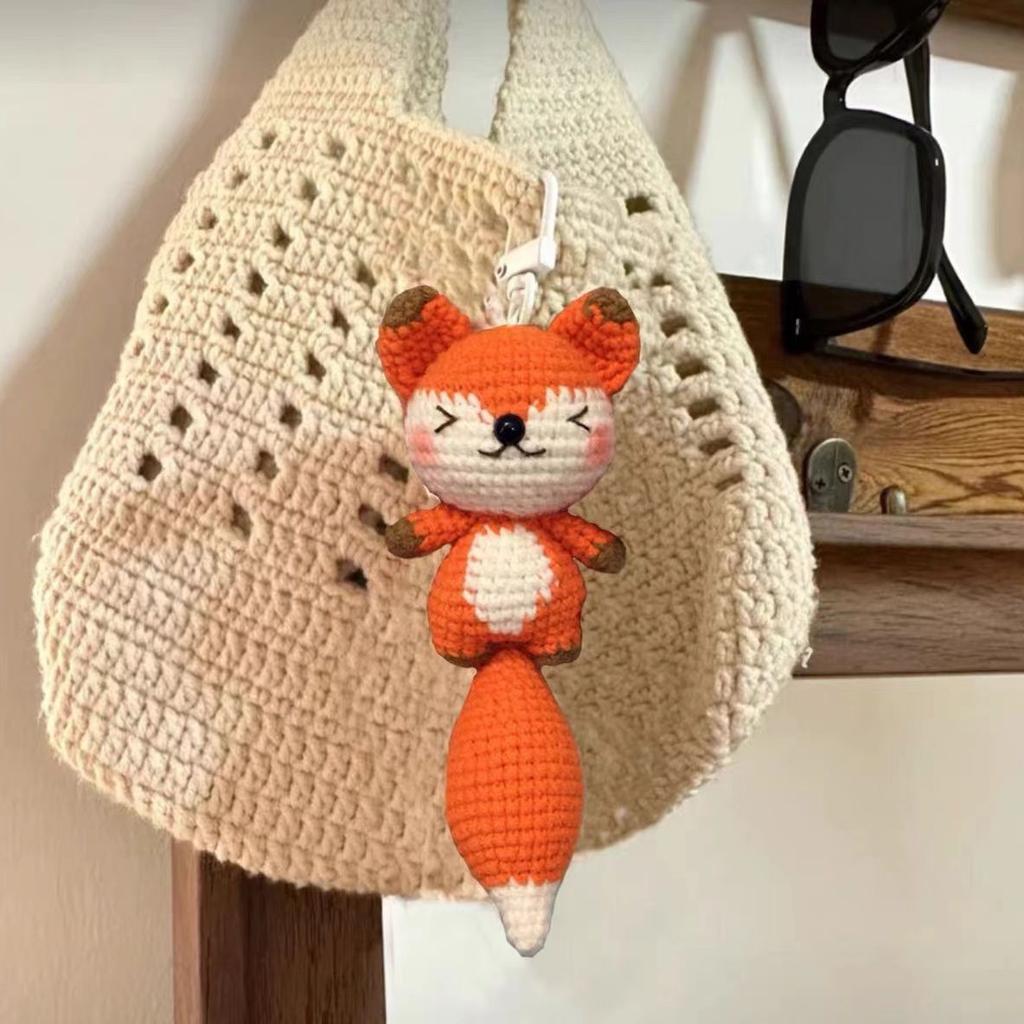 Kit DIY de Crochê de Lã de Raposa Fofa, Pacote de Material para Boneca Feita à Mão, Usado Como Pingente de Mochila, Decoração de Chaveiro, Presente de Aniversário para Casal