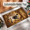 Pug Theme Crystal Velvet Floor Rug Personalized Custom Name Text Warm Carpet Home Decoration