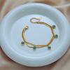 Gold Plated Turquoise Bezel Set Double Layer Chain Bracelet for Women Stainless Steel
