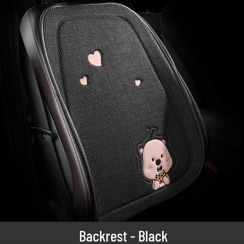 Beaver Cartoon Cotton Linen Car Seat Cushion for Hyundai Festa, Elantra, Tucson - All-Season Use.