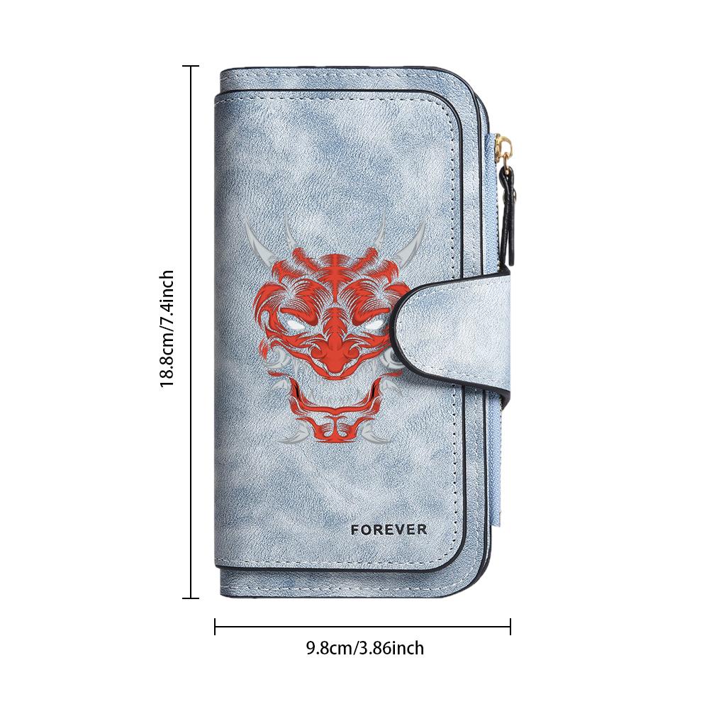 Gothic Oni Pattern Long Wallet Multislot Card Holder Coin Purse Forever Casual Portable Purse