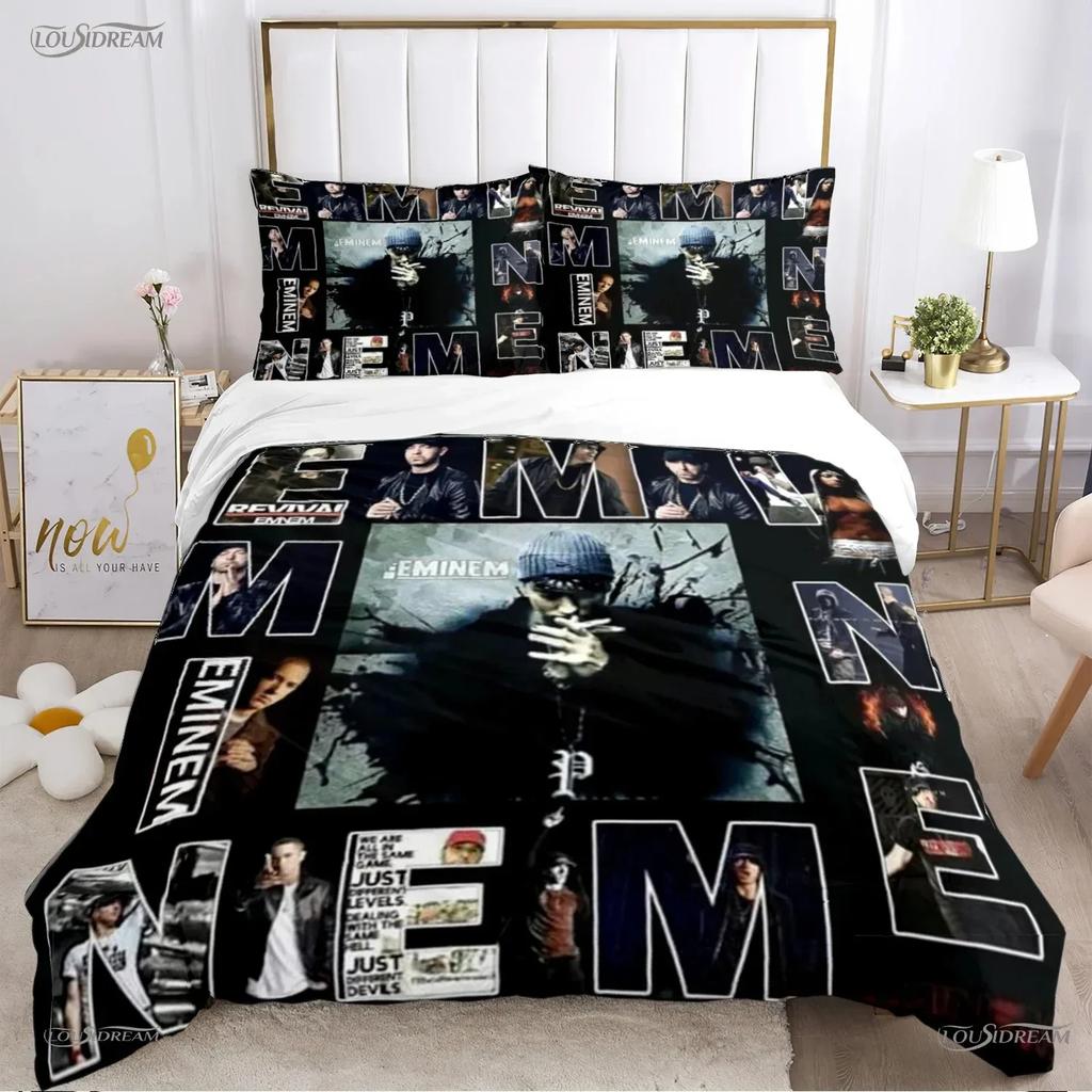 Eminem Hip-hop Singer Bedding Set Single Twin Full Queen King Size Polyester Bedroom Duvet Cover Aldult Kids Quilt Cover Set
