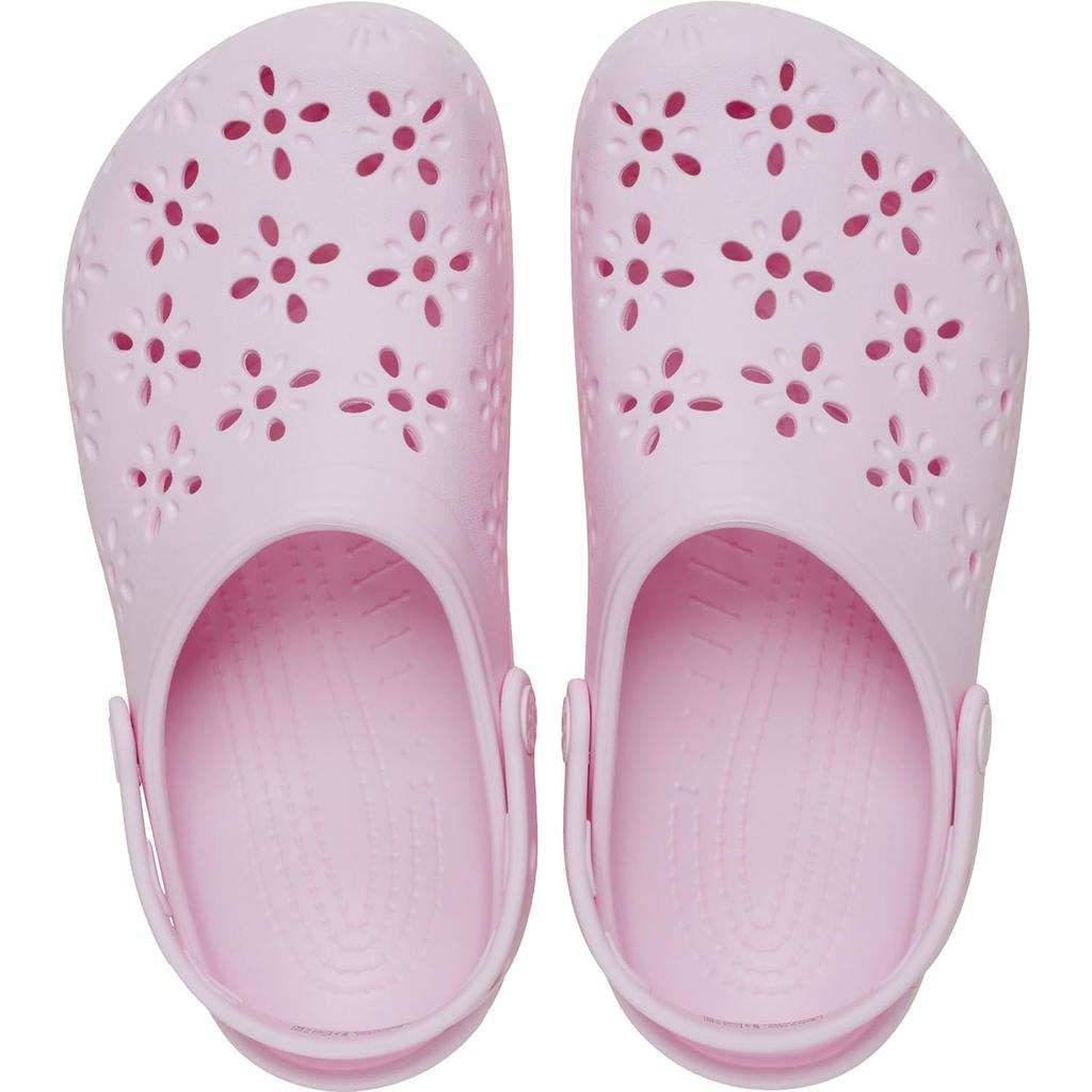 Crocs Classic Floral Cut Out Clog, Pink Milk, 23cm