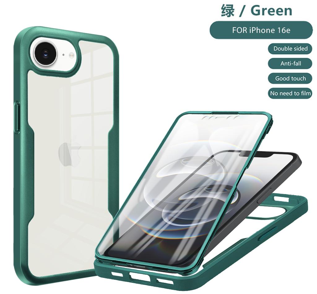 360 Full Protection Case For iPhone 16e Clear Screen With Silicone Bumper TPU+PC Back Cover For iPhone 16 e iPhone16e 2025 Funda
