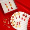 Fan-Shaped Hollow Fulu Character Earrings, New Year'S Tide Bow, Chinese Knot Fashion Earrings For Women