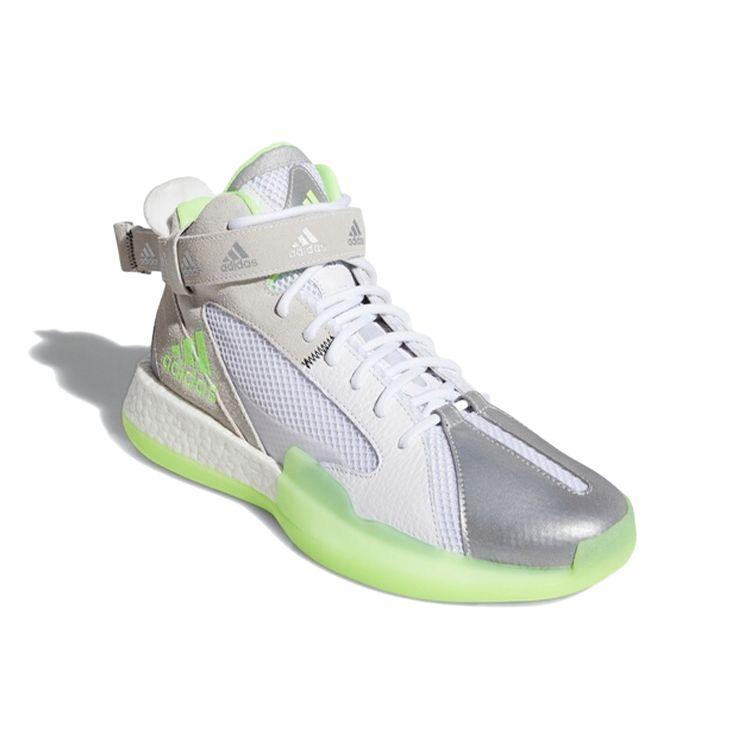 adidas Posterize Leather Fabric Splicing Shock Absorption Mid-Top Basketball Shoes Men Sneakers Gray Green FW4343