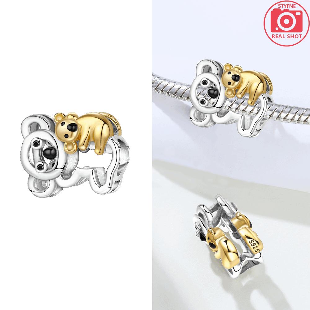 Charms Original Mutter Baby Koala Tier Panda Chamäleon Kupferperlen Passend für Armband Damen Schmuck Diy Feines Geschenk