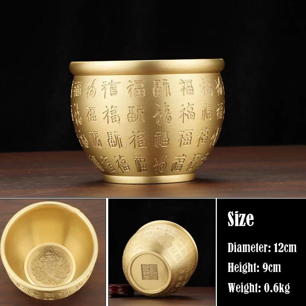 Hundred Blessings Brass Bowl Fortunate Attract Wealth Good Luck Magical Power Treasure Bowls