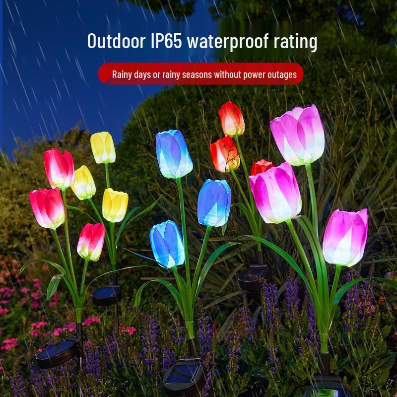 Tulip Solar Garden Stake Light: Outdoor Decorative Lawn Lamp