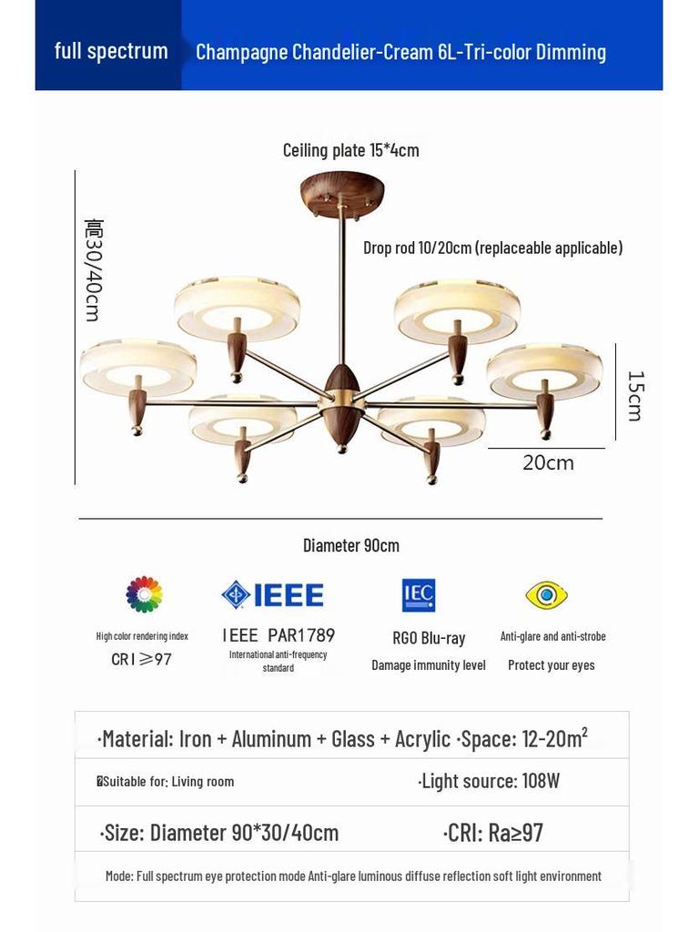 French Vintage Style Modern Minimalist Chandelier for Dining, Study, Bedroom, or Aisle