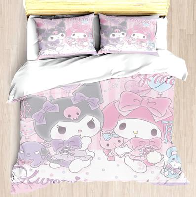 MINISO-Modern Mintás Paplanhuzat Szett Sanrio Kuromi Melody Ágynemű Lány Ajándék Matrac 3 részes