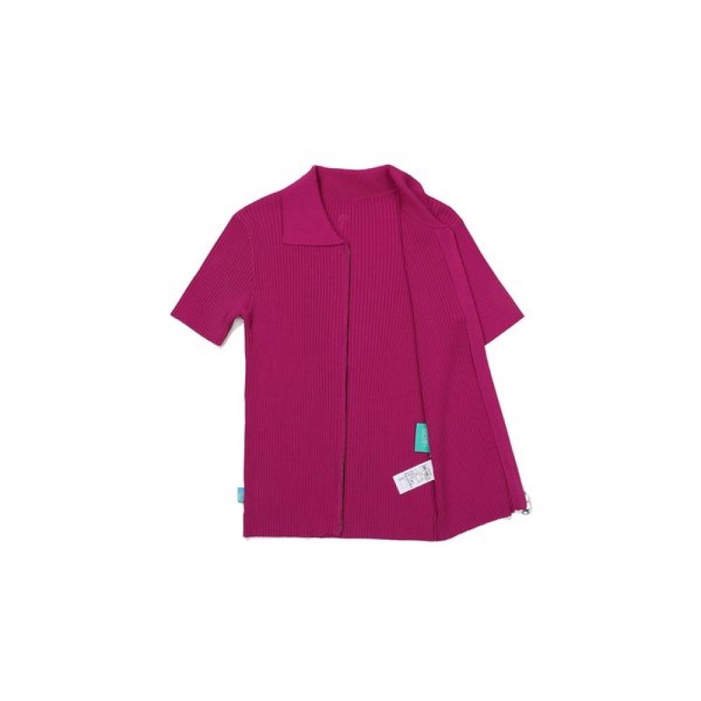 Women Two Way Knit Zip Up  Pink 