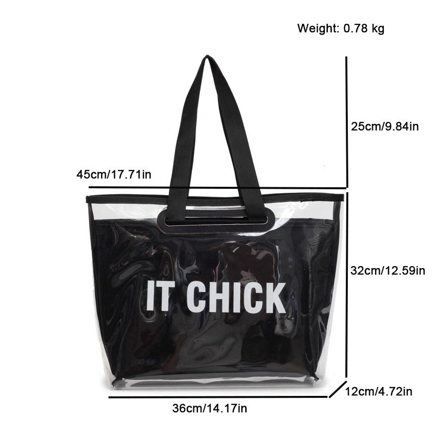 New Waterproof Ladies Pvc Beach Bag, Large Capacity Multi-functional Canvas Ladies Tote Bag, Suitable For Travelling, Commuting